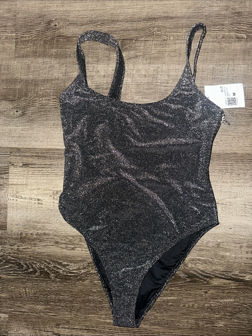 Women Sparkle Black One-Piece Swimsuit